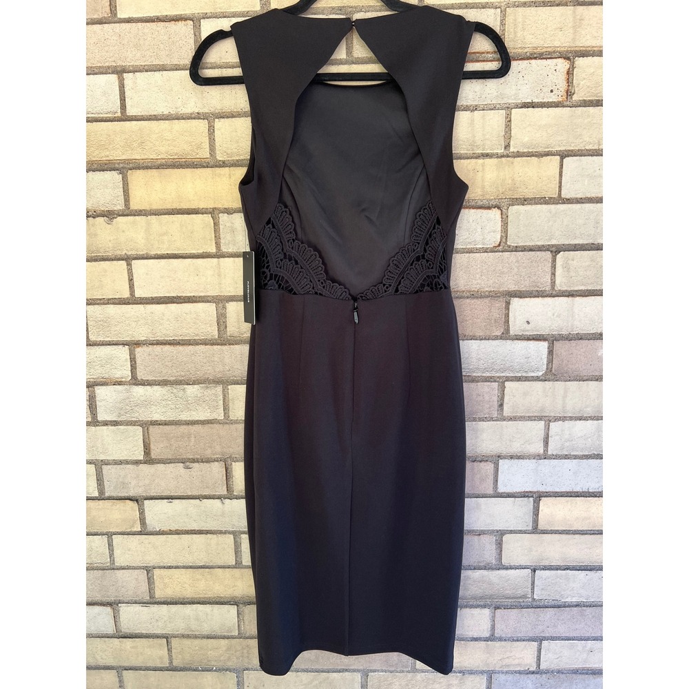Lulus Black Open Back Lace Trim Sleeveless Sheath Dress Size Small NWT